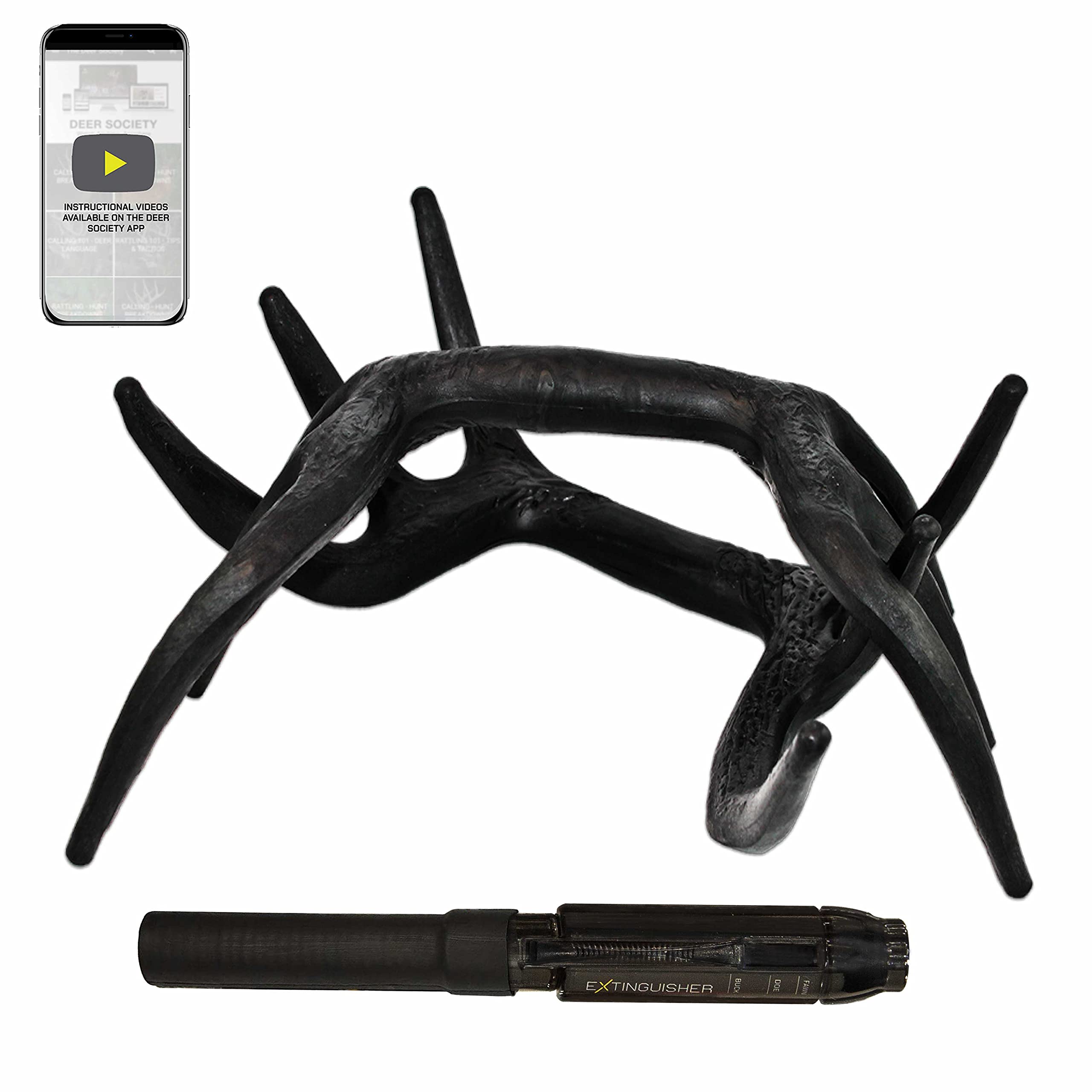 Extinguisher Deer Call + Black Rack Rattling System by Illusion | Grunt Tube | Rattling Antlers | Adjustable 10-in-1 Call | Bone-Core Technology | #1 Rated