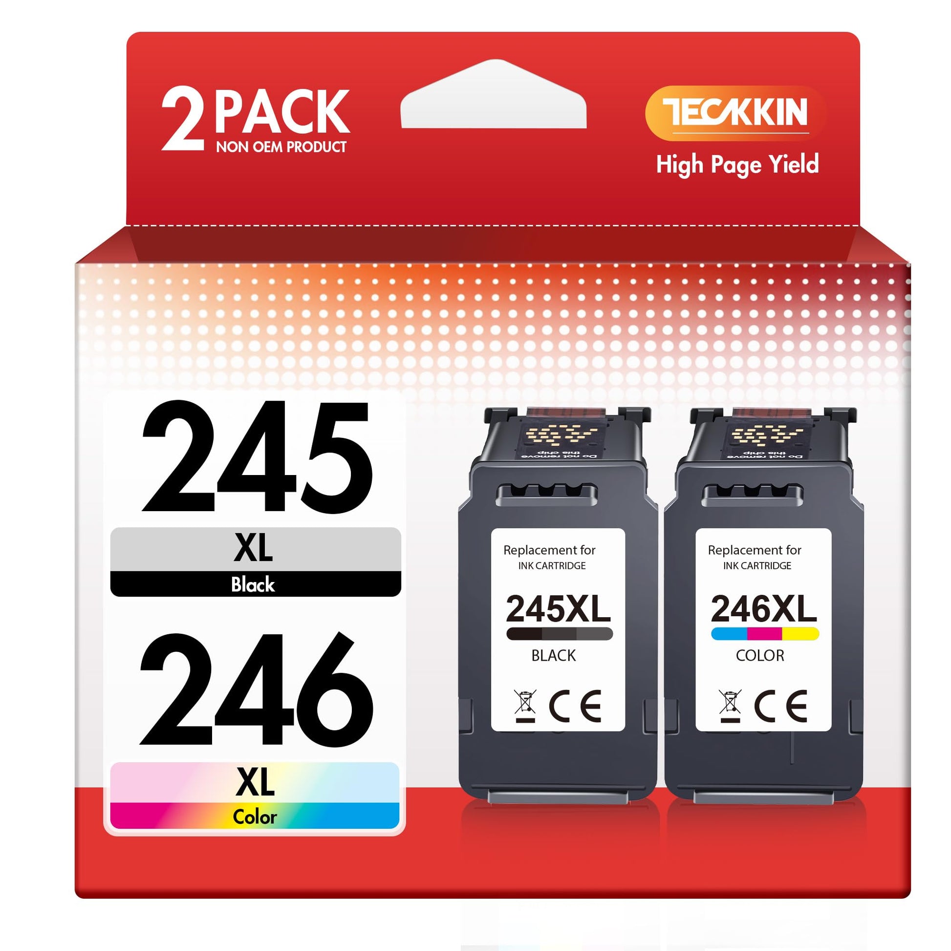 TECKKIN Remanufactured 65XL Ink Cartridge High Yield Replacement for HP Ink 65 65XL for HP DeskJet 3755 3772 3700 3752 3722 2600 2622 2652 Envy 5055 5000 5070 5014 5052 Printer (1 Black, 1 Tri-Color)