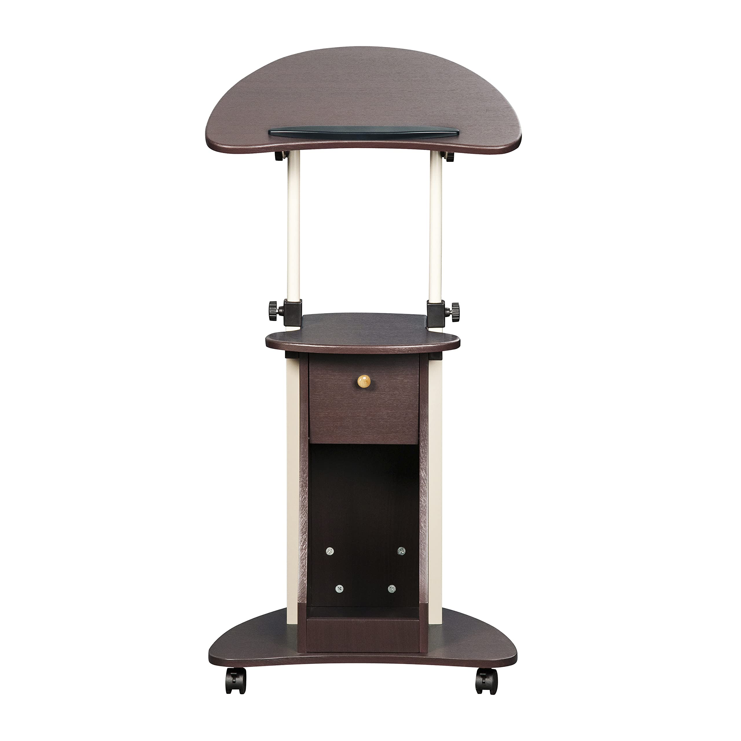 Techni Mobili Sit-to-Stand Rolling Adjustable Storage Medical Laptop Computer Cart, Chocolate, B005