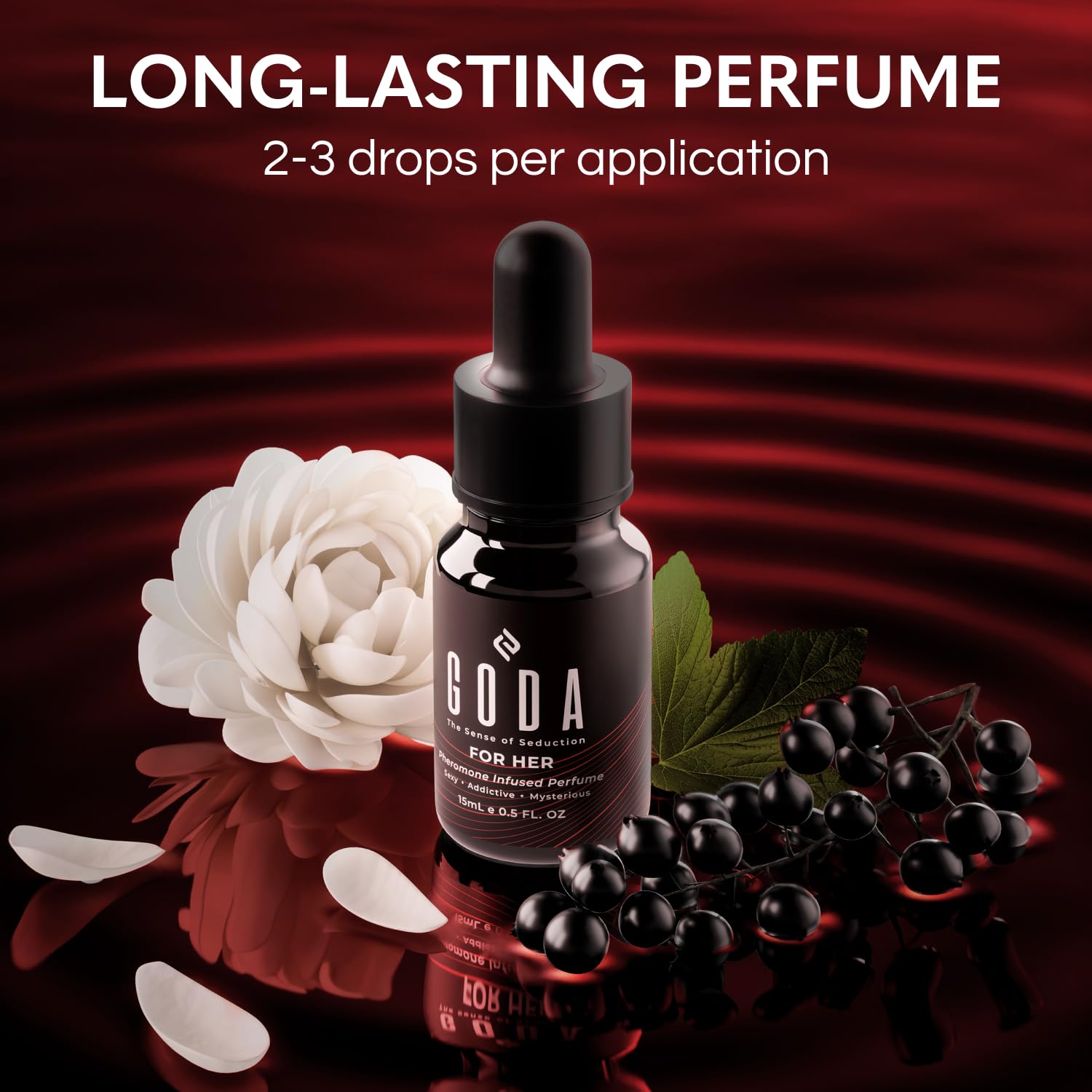 GODA Pheromones Perfume for Women – The Original – Long-Lasting Women's Fragrances with Jasmine and Rose, Vegan & Cruelty-Free – 15ml/0.50 fl. oz