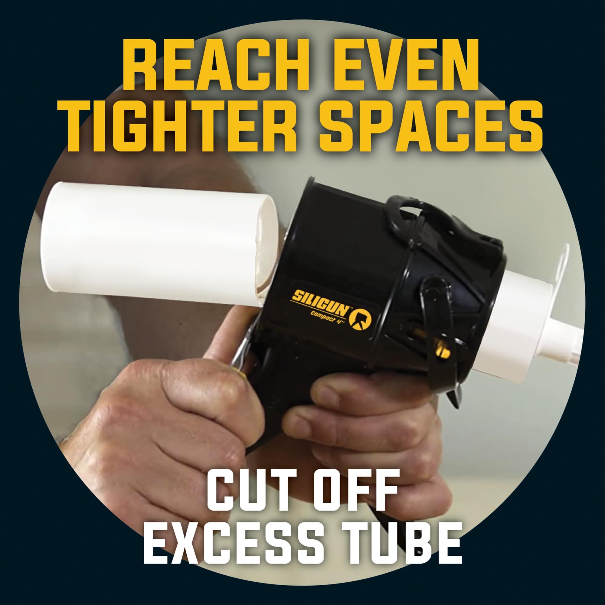 SILIGUN™ Gen-3 Compact Caulking Gun - No Drip Caulk Gun - Patented Design - Lightweight ABS Frame - Works with All 10 oz Tubes