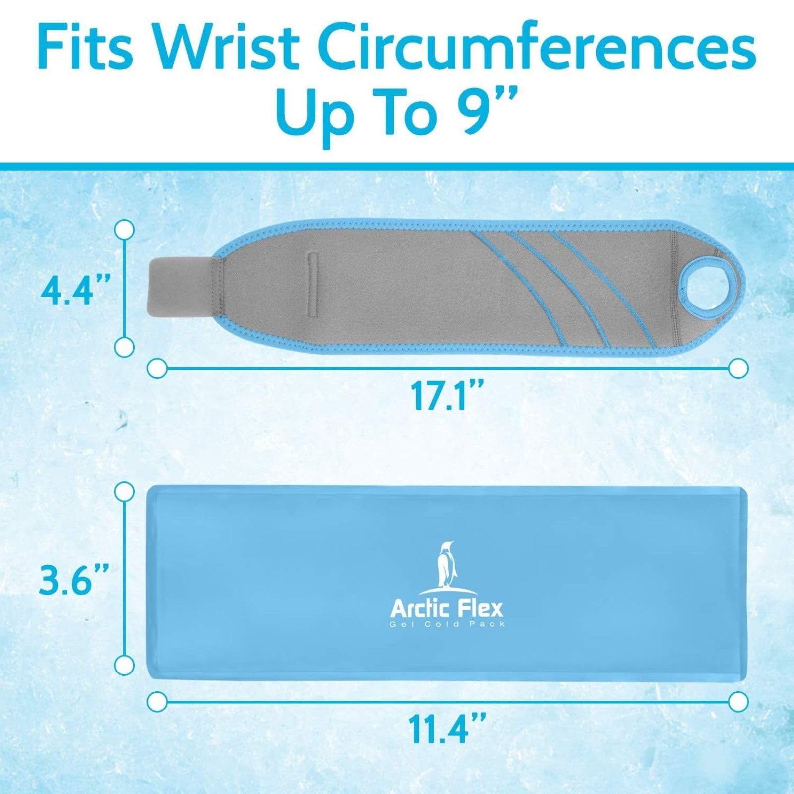 Arctic Flex Wrist Ice Pack Wrap - Refreezable Gel Compression Support - Flexible Hot & Cold Brace for Injuries, Rheumatoid, Tendinitis, Swelling & Carpal Tunnel - Reusable for Pain & Muscle Therapy