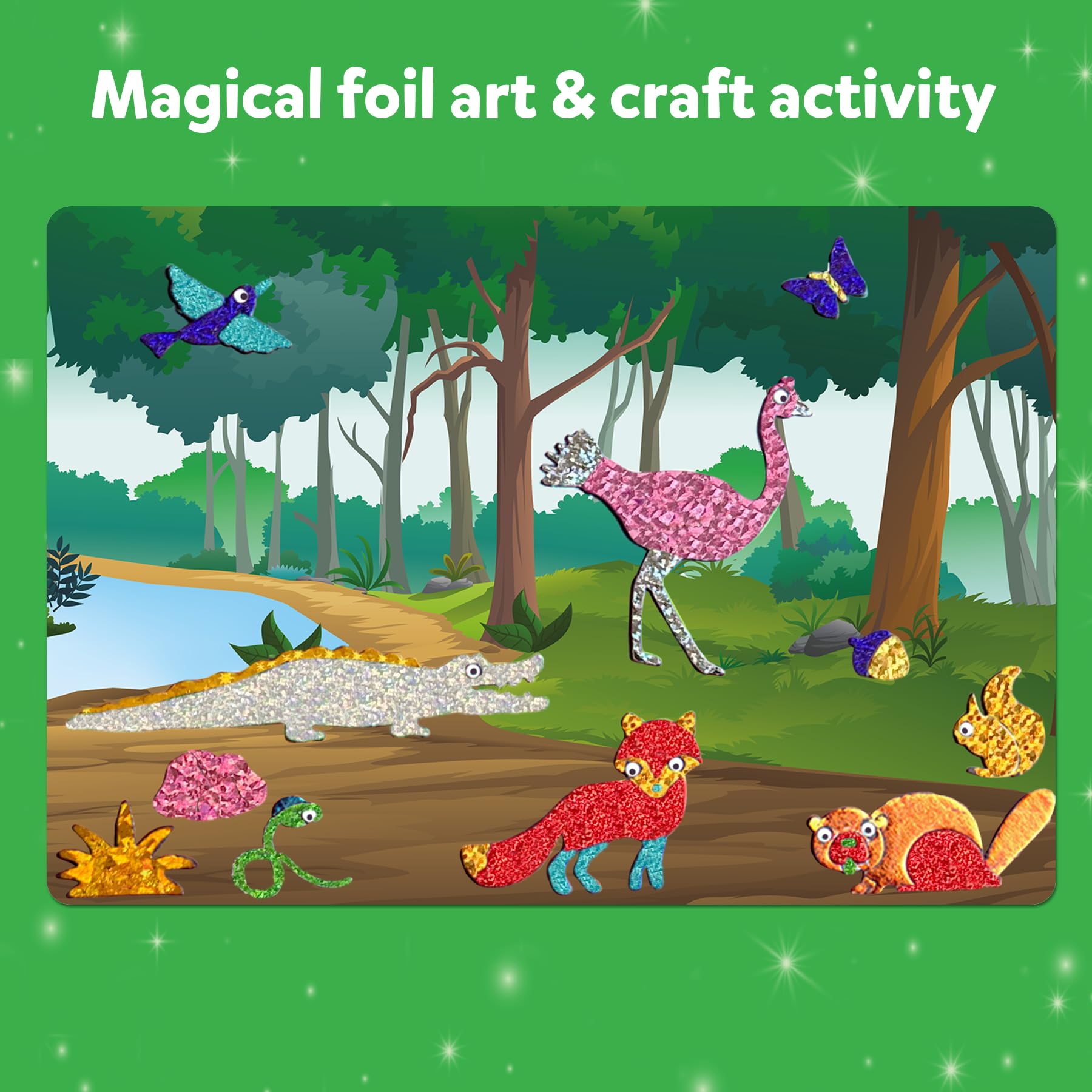 Skillmatics Art & Craft Activity - Foil Fun Dinosaurs, No Mess Art for Kids, Craft Kits & Supplies, DIY Creative Activity, Christmas Gifts for Boys & Girls Ages 4, 5, 6, 7, 8, 9, Travel Toys