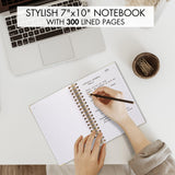 Aesthetic Thick Spiral Notebook Journal For Women in B5 Format - Modern Linen Hardcover College Ruled Note Book With 300 Lined Pages - Perfect For Writing And Staying Organized at Work or School