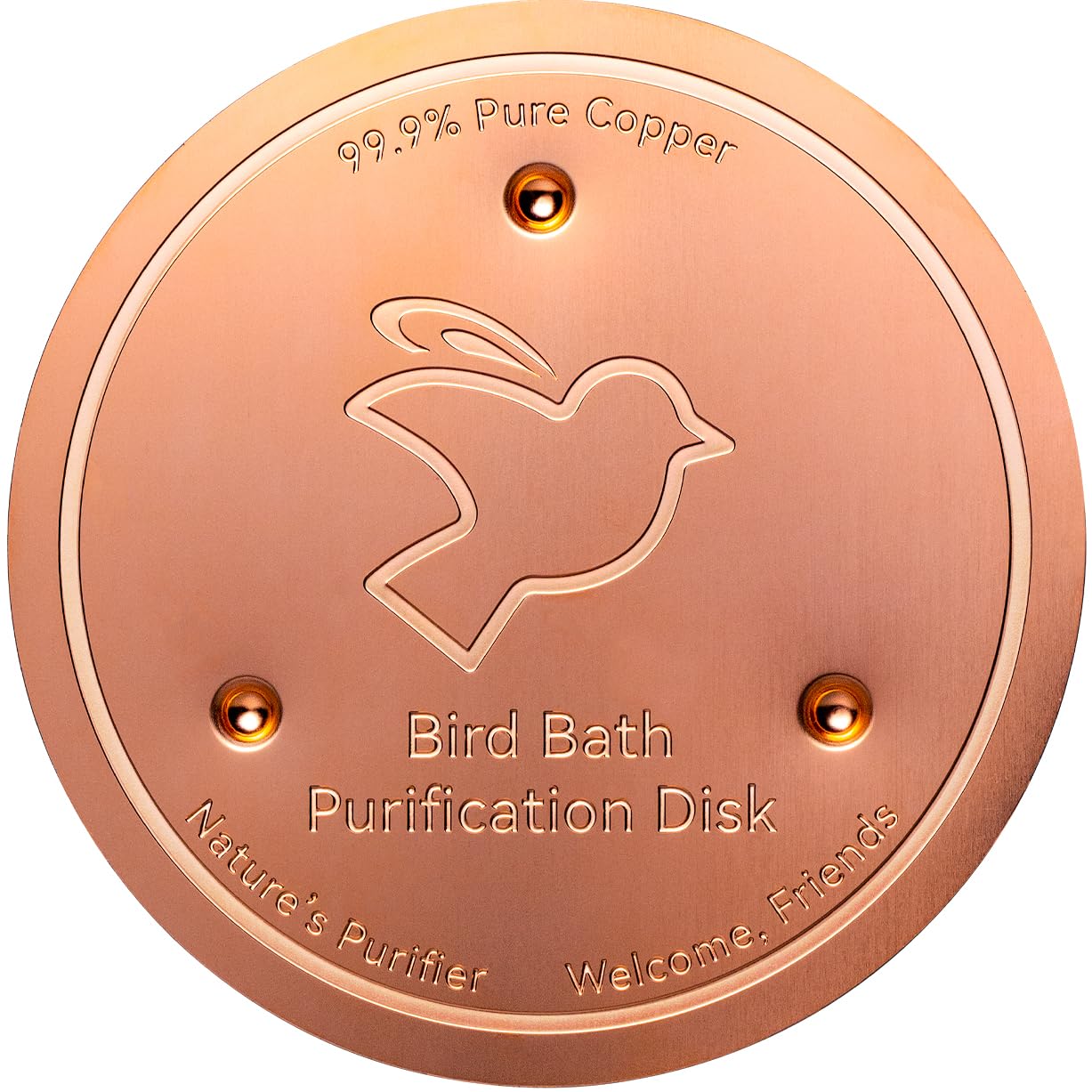 Mellbree Bird Bath Copper Disk, 0.6mm Reinforced 99.99% Pure Copper Cleaning Disk with Triple-Point Support for Physical Safe Clean Water All-Season, Universal Fit for Outdoor Birdbaths, Bowl