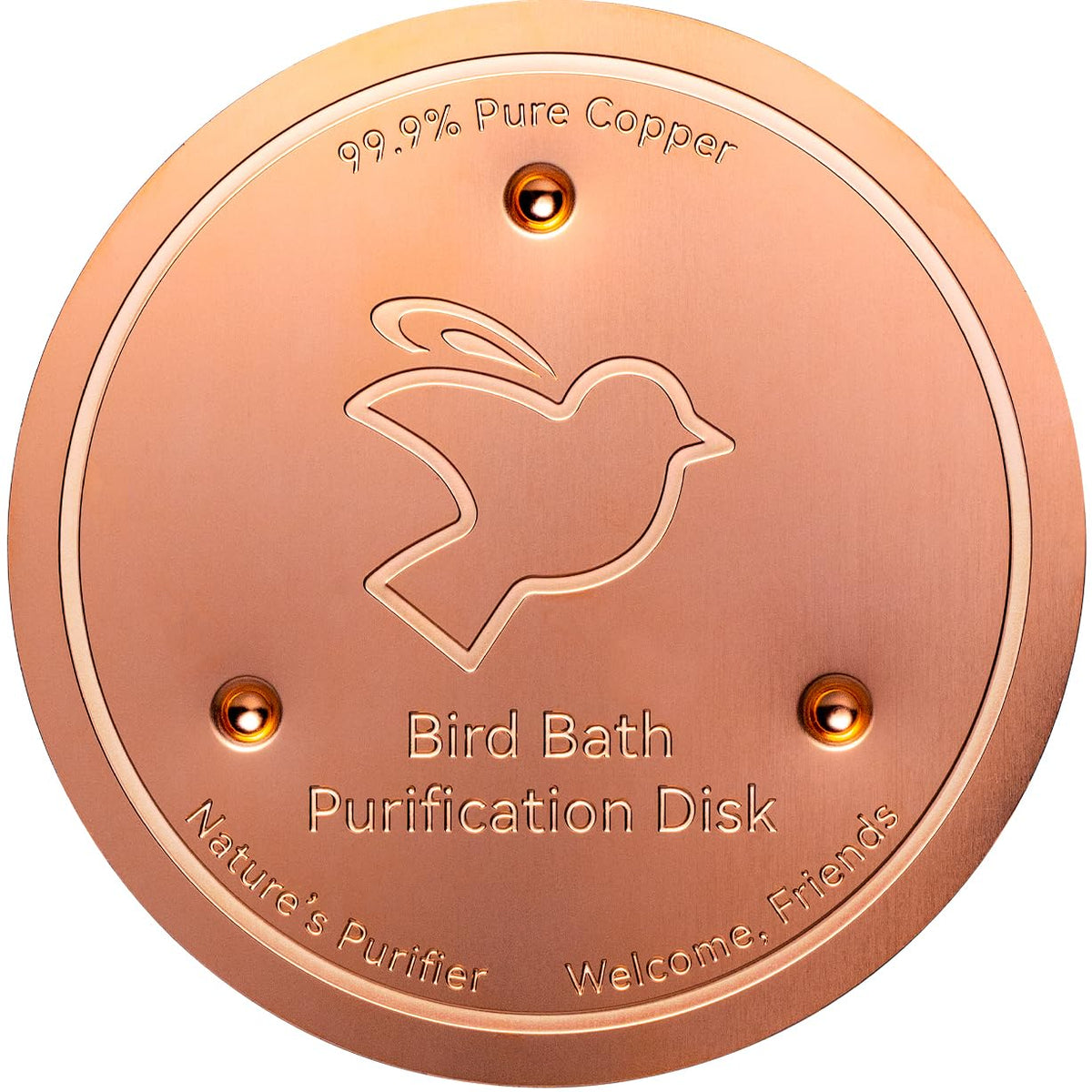 Mellbree Bird Bath Copper Disk, 0.6mm Reinforced 99.99% Pure Copper Cleaning Disk with Triple-Point Support for Physical Safe Clean Water All-Season, Universal Fit for Outdoor Birdbaths, Bowl
