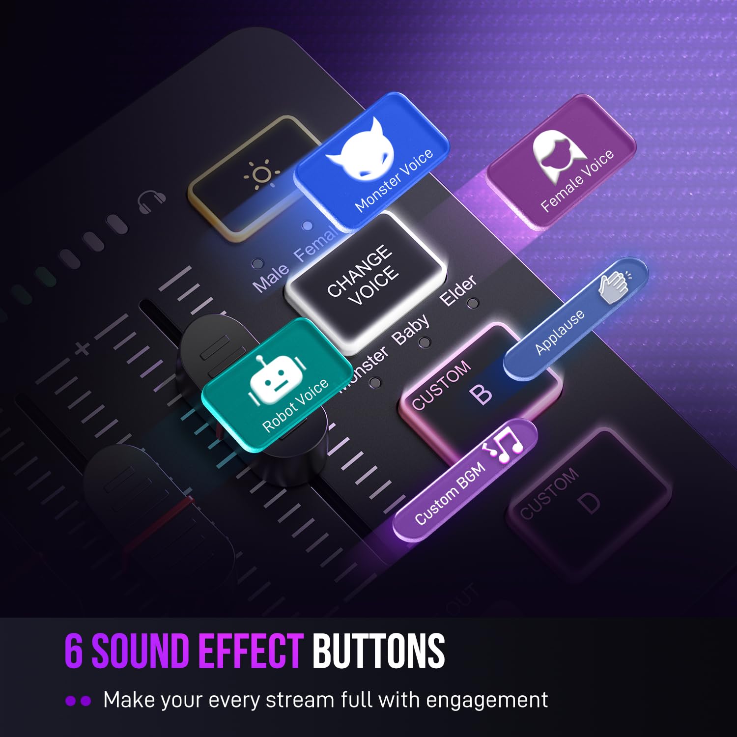 FIFINE Gaming Audio Mixer, Streaming RGB PC Mixer with XLR Microphone Interface, Individual Control, Volume Fader, Mute Button, 48V Phantom Power, for Podcast/Recording/Vocal/Game Voice-AmpliGame SC3