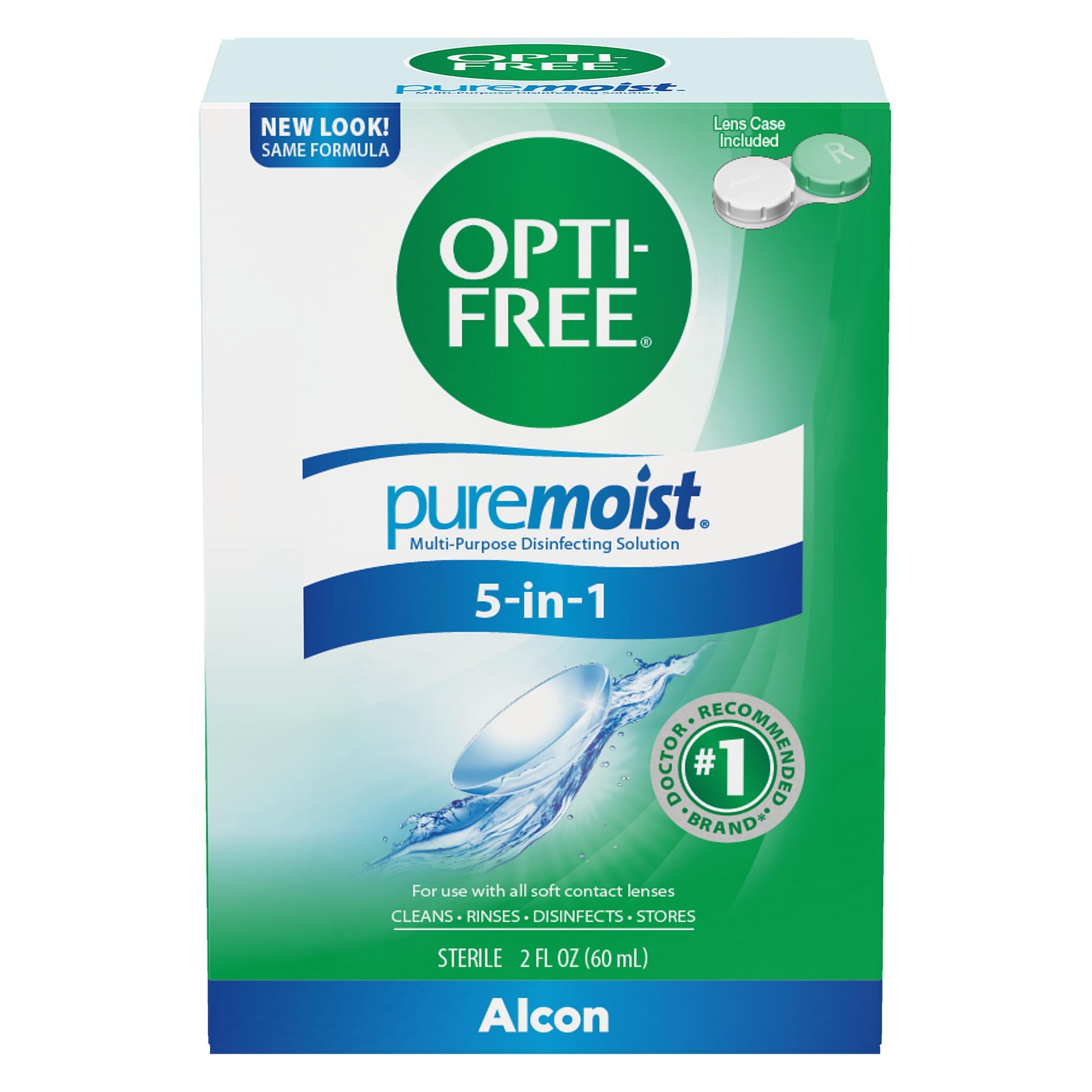 Opti-Free Puremoist Multi-Purpose Contact Lens Cleaning and Disinfecting Solution with Lens Case, 2 Fl Oz (Pack of 1)