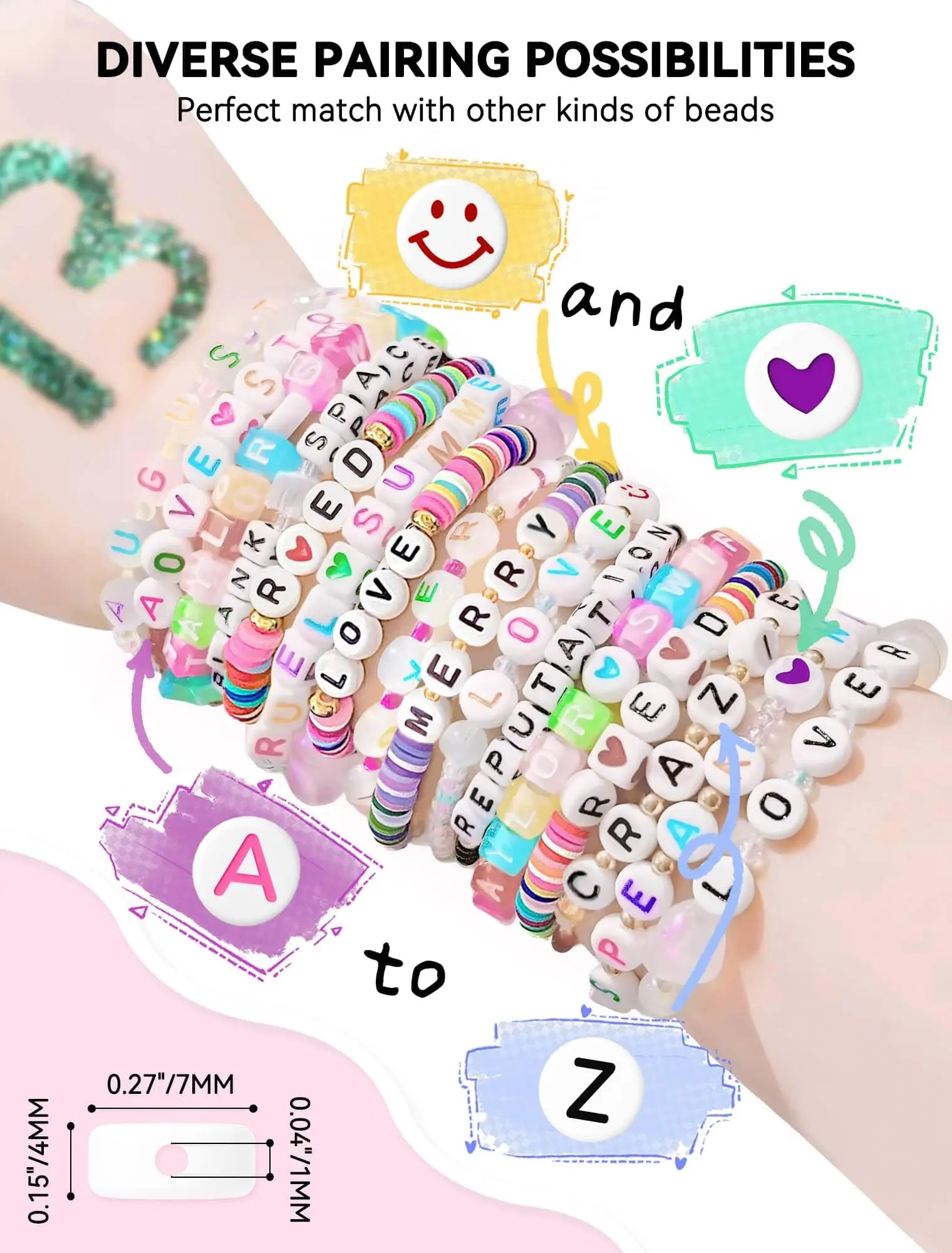 ARTDOT 1400 PCS Letter Beads for Jewelry Making Kit, 28 Styles Alphabet Beads for Friendship Bracelets Assorted Preppy Beads with Storage Case
