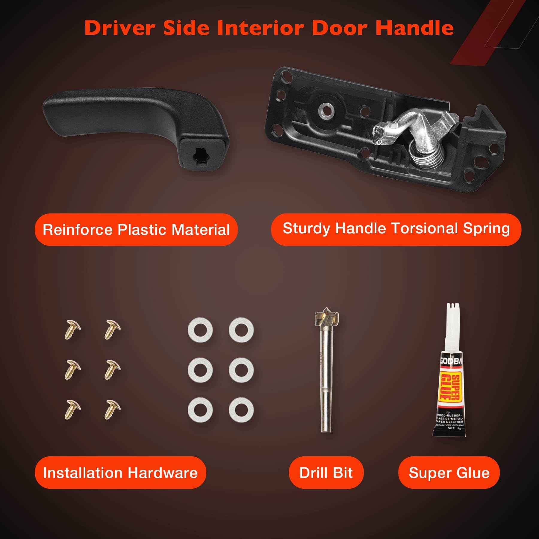 Interior Door Handle Front Left Drivers Side Compatible with 2007-2014 Chevy Silverado 1500/2500/3500 Tahoe Suburban Avalanche GMC Sierra Yukon Cadillac Escalade ESV/EXT,Replaces OEM# 20833606, 80374