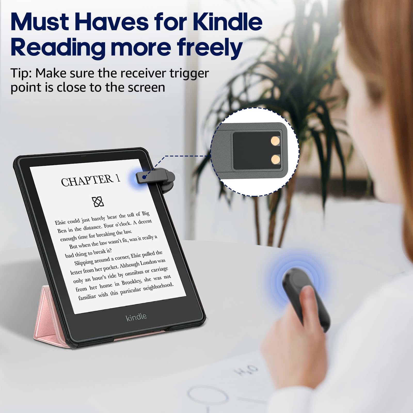 DATAFY Remote Control Page Turner for Kindle Paperwhite Oasis Kobo eReaders, Camera Camcorder Remote Controls, Page Turner Clicker for ipad Tablets Reading Novels with Wrist Strap Storage Bag