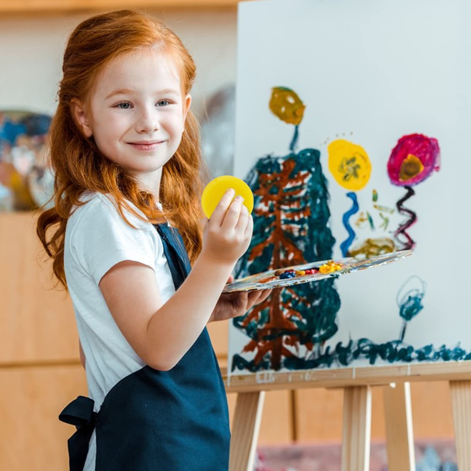 6 Pcs Pottery Sponges, Round Painting Sponge 3inch Yellow Artist Sponges Craft Clay Sponge Watercolor Sponges for Face Painting Pottery Ceramics Art Crafts