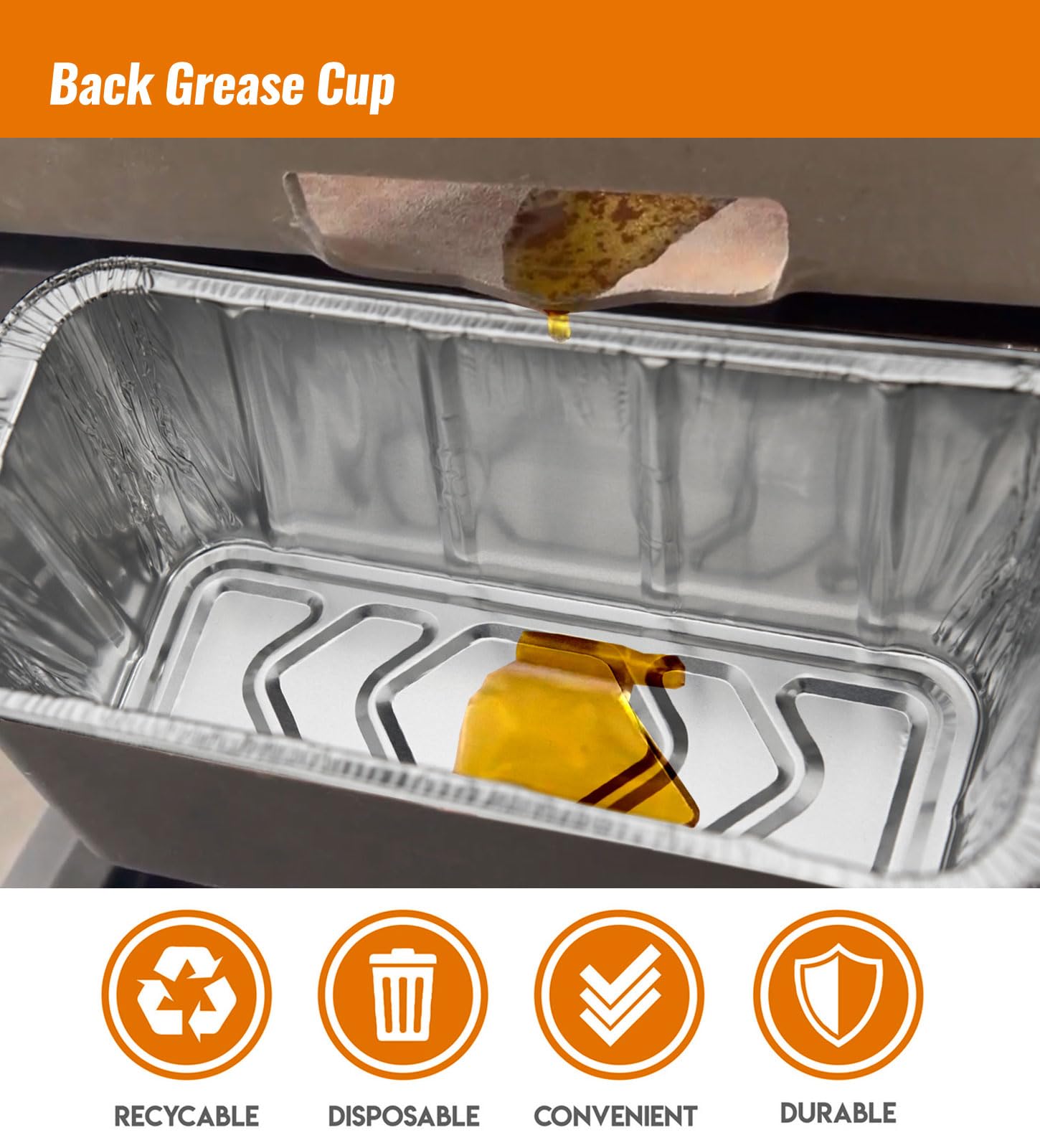 NUPICK 60-Pack Grease Cup Liners for Blackstone 17"/22"/30"/28"/36" Griddle, Drip Pan Grease Catcher Cup Liner for Blackstone 5017, Disposable Aluminum Foil Drip Pan Liner