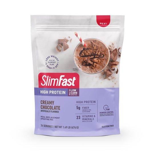 SlimFast High Protein Meal Replacement Powder, Advanced Nutrition Smoothie Mix with Vitamin and Mineral Blend, Gluten Free, Creamy Milk Chocolate, 26 Servings