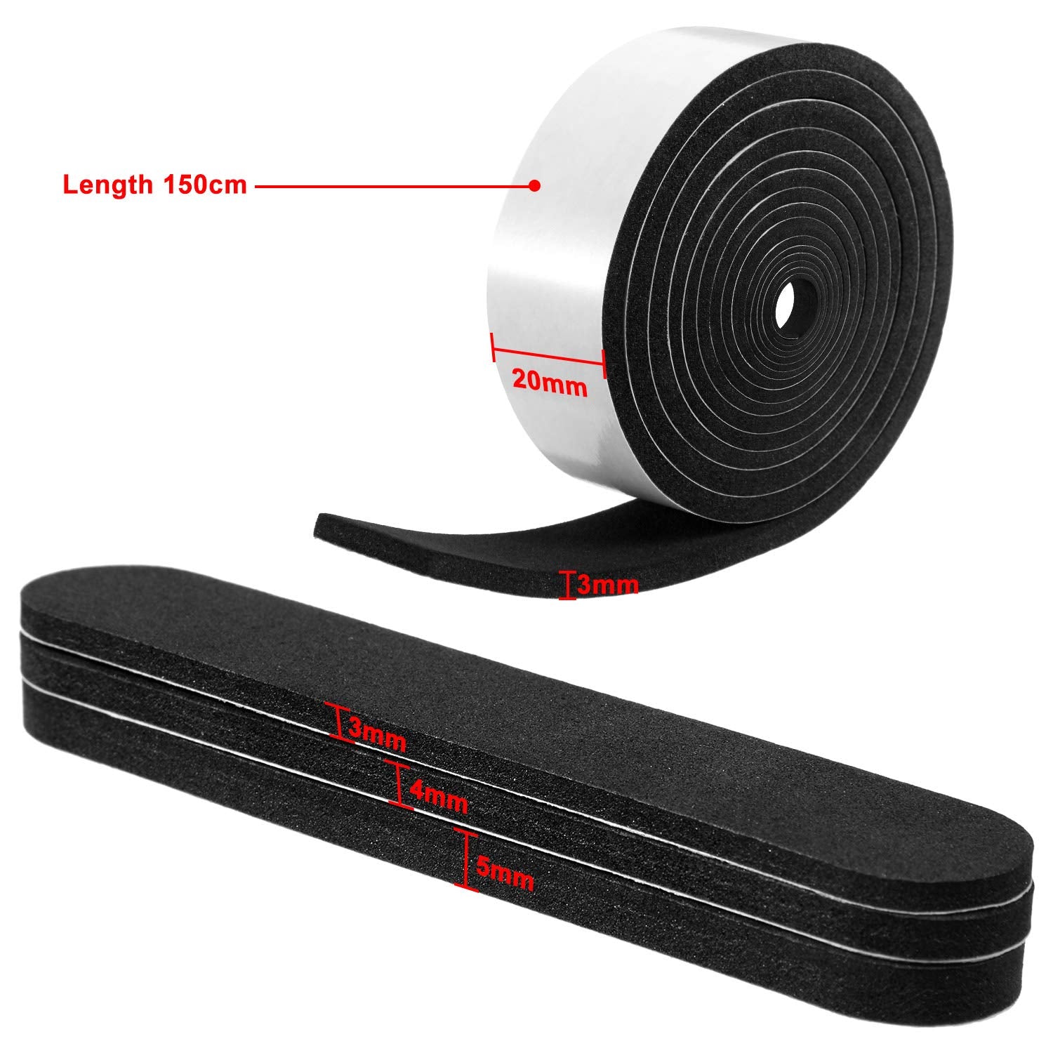 Outus 23 Pieces Hat Size Tape Reducer Hat Sizer Insert Foam Reducing Tape Roll self Adhesive(White+Black)