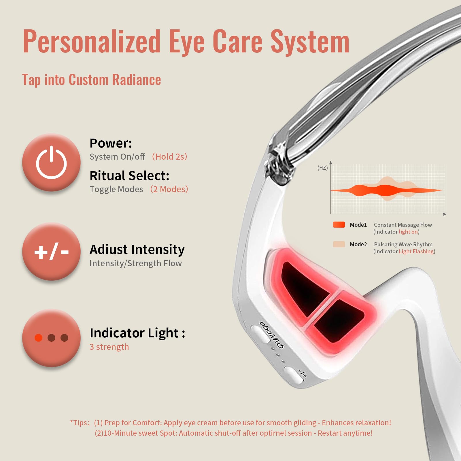 Under Eye Red Light Therapy, 4 Modes Red Light Under Eye Therapy Glasses Microcurrent Eye Massager, Red Light Therapy for Eyes Bags Dark Circles Puffiness Wrinkles Fine Lines, Relieving Eye Fatigue