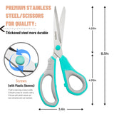 QMVESS 8.5" Scissors All Purpose 3 Pack, Ultra Sharp 2.5mm Thick Blade Scissors for Office, Professional Ergonomic Comfort Grip Scissors for Office School Home Fabric DIY Craft Cutting General Use