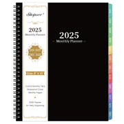2025 Monthly Planner/Calendar - JAN-DEC 2025 Monthly Planner, Planner with Colorful Tabs, 2025 Planner for Daily Organizing - Waterproof Cover (8" x10", Monthly Pages & Notes, Black)