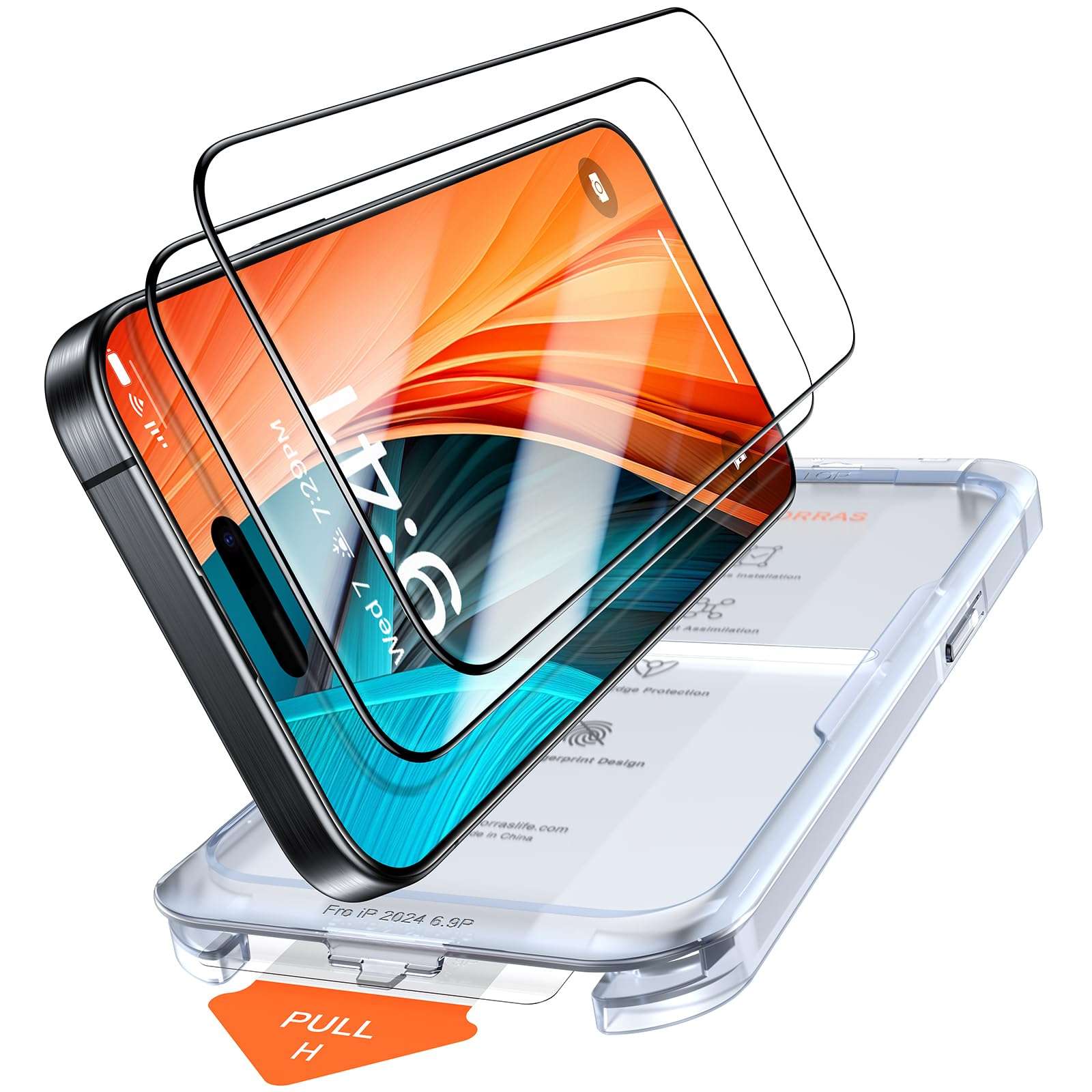 TORRAS Top-Notch Military-Grade Shatterproof for iPhone 15 Screen Protector [Most durable 9H+ Glass,Unbreakable from 12-foot Drop] for iPhone 14Pro&iPhone 15, Diamond Shield 2 Packs