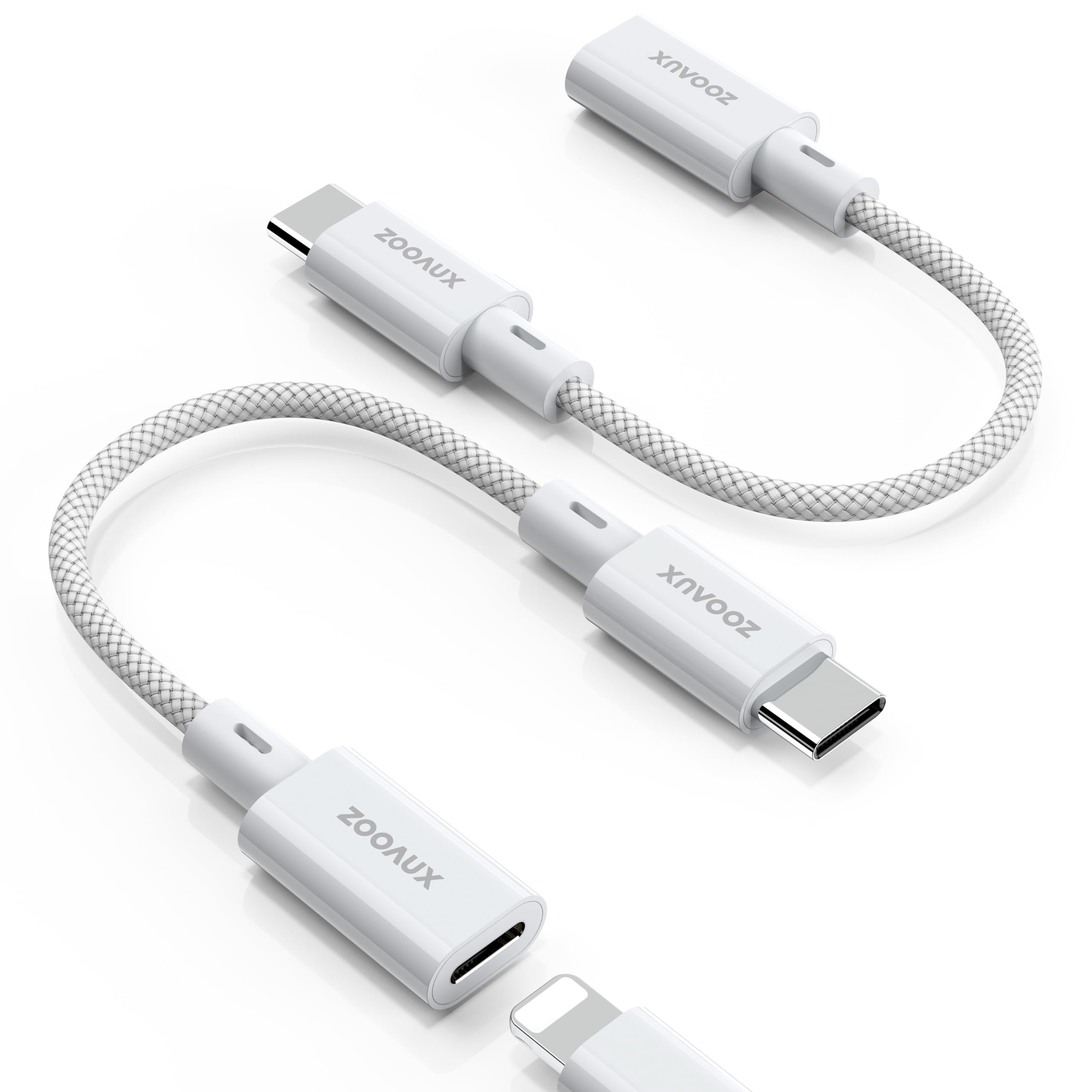 ZOOAUX Lightning to USB C Adapter (2 Pack), Support QC Fast Charging & Data Transfer, Converter Adapter Cable for iPhone 16 Plus, iPad 10 & Pro, USB Type C Male to Lightning Female, Not for Audio/OTG