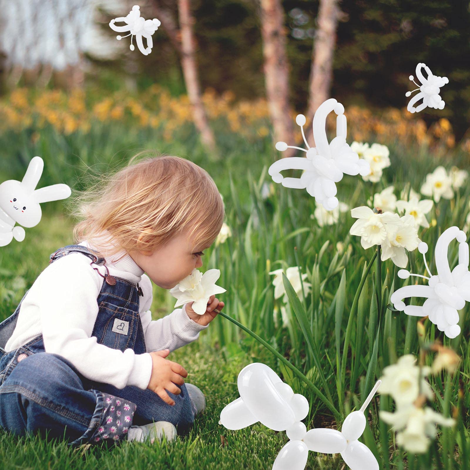 100Pcs 260 Balloons White Long Balloons for Balloon Garland Thickening Skinny Latex Twisting Balloon for Animals Modeling Christmas Birthday Wedding Party Decorations