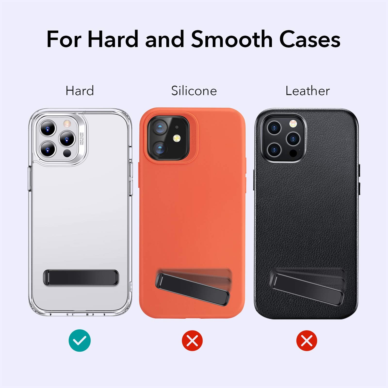 ESR Boost Phone Kickstand, Vertical and Horizontal Stand, Adjustable Angle, Compatible with iPhone Air 17 Pro Max, iPhone 16/15/14/13/12, Samsung Galaxy S25/S24/S23 Series, Google, Black