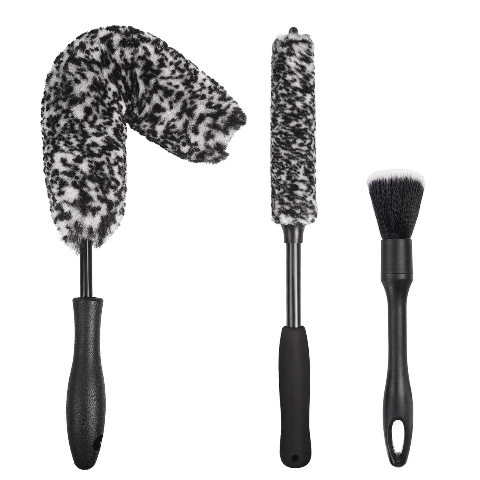 NIKCOSMK 3PCS Wheel Brush Kit for Cleaning Wheel and Tire, Wheel and Rim Brush, Car Detailing Brushes, Bendable & Durable Car Wheel Rim Cleaner Brush Set,Car Detailing Cleaning Brush Supplies Kit