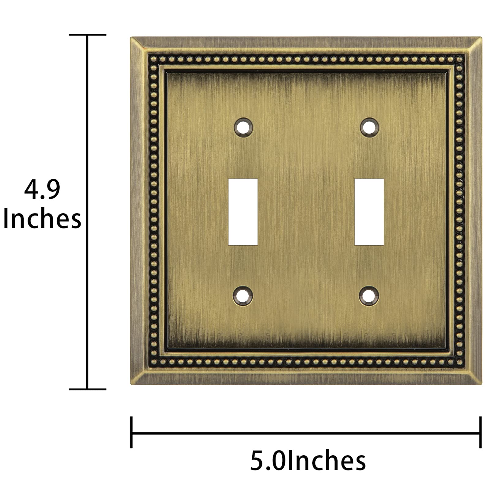 Henne Bery Sunken Pearls Decorative Wall Plate Switch Plate Outlet Cover (Double Toggle, Antique Brass)