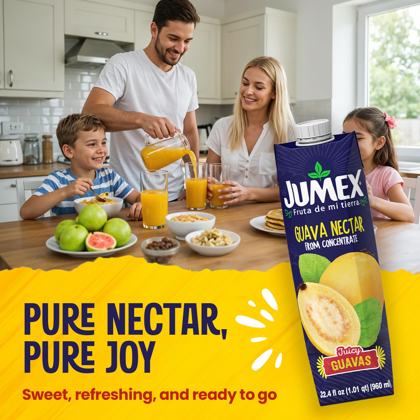Jumex Guava Juice Nectar - Guava Nectar Made with Fresh Fruit Puree - Tropical Fruit Juice Concentrate for Smoothie Mix, Cocktail Mixers, Kids Drinks & Mexican Beverages - 32.4oz, 1 Pack Carton