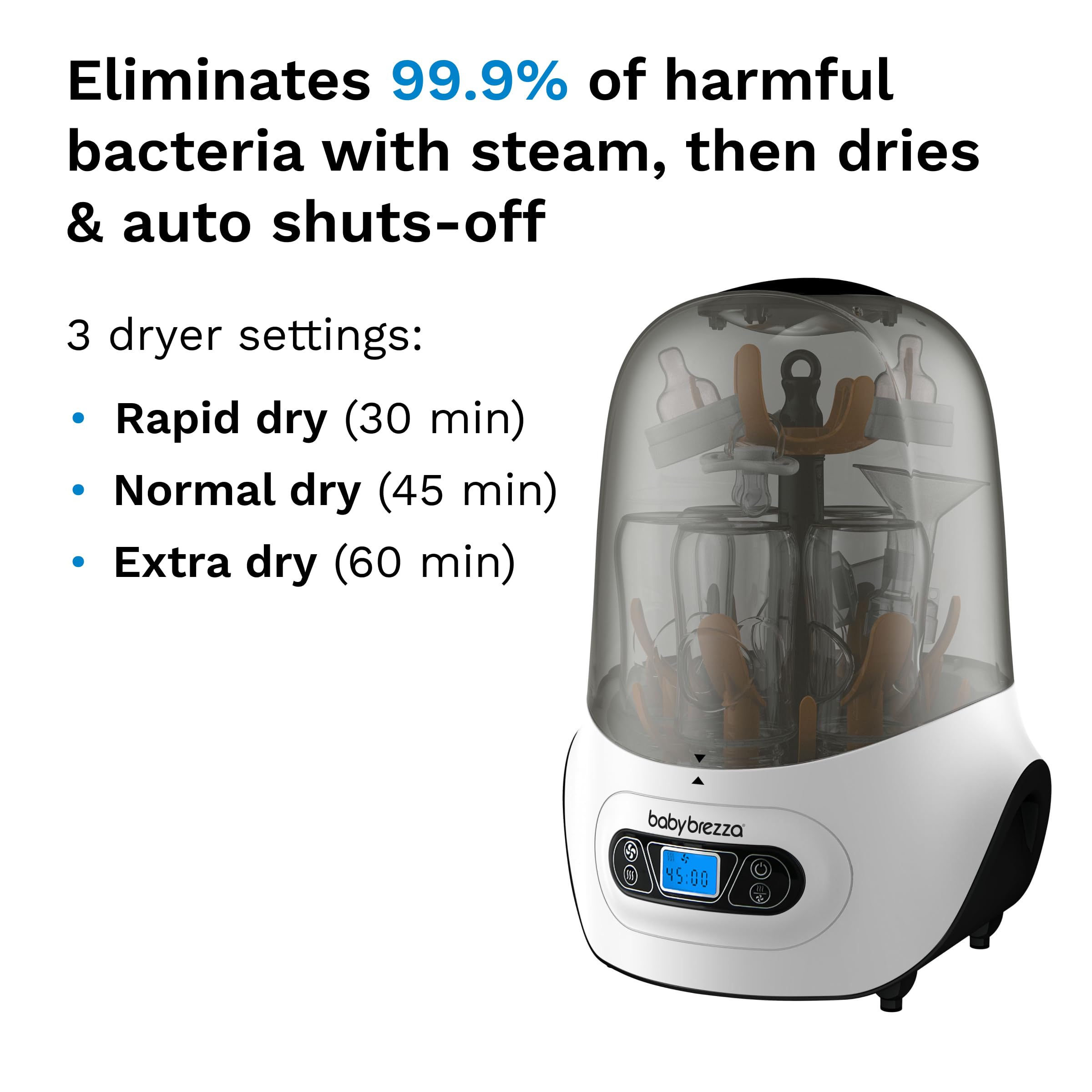 Baby Brezza Baby Bottle Sterilizer and Dryer Machine – Electric Steam Sterilization - Universal Fit - Pacifiers, Glass, Plastic, and Newborn Feeding Bottles