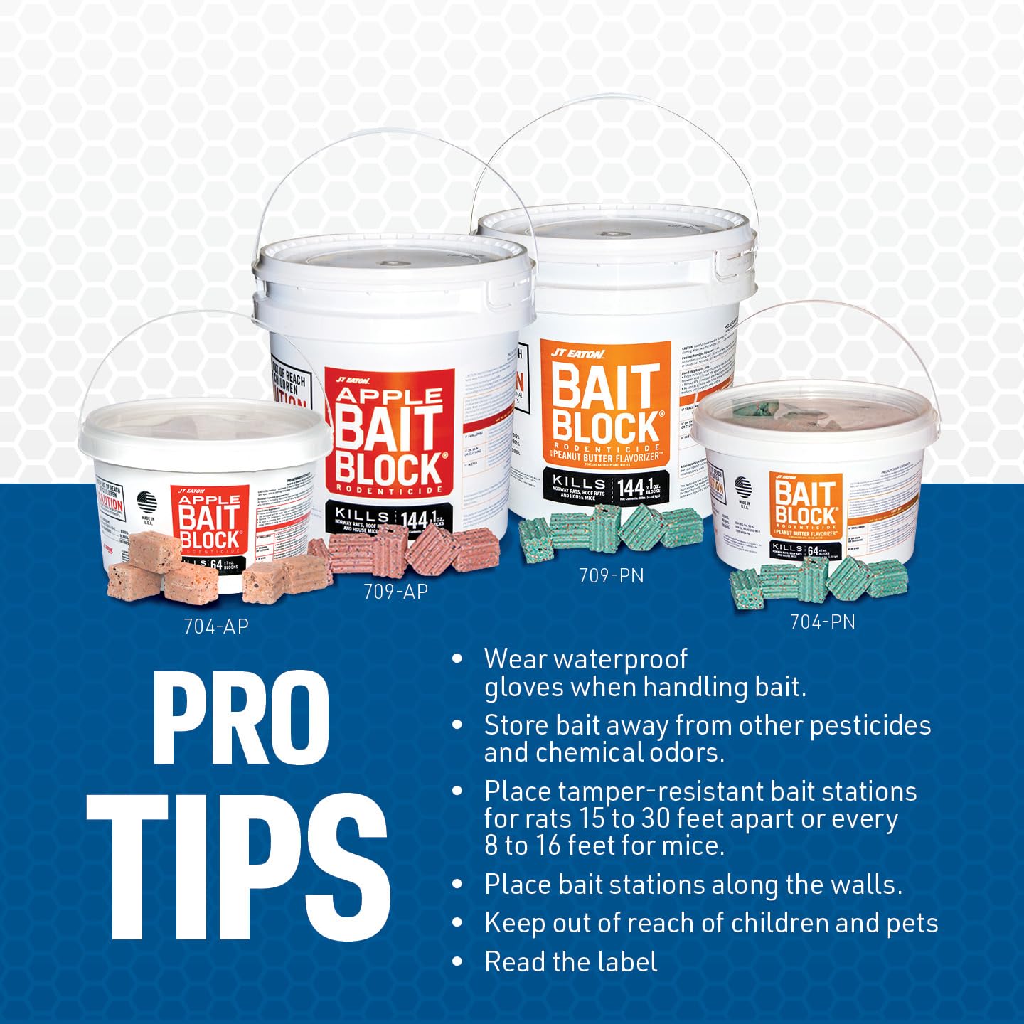 Bait Block Apple Flavor Rodenticide – 4 lb. Pail – Effective Rodent Control Bait Blocks – Long-Lasting and Easy to Use