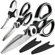 OMDAR Kitchen Scissors All Purpose 3 Pack - Heavy Duty Stainless Steel Cooking Shears for Cutting Meat, Food, Fish, Poultry Multipurpose Sharp Sissors for Dishwasher Safe