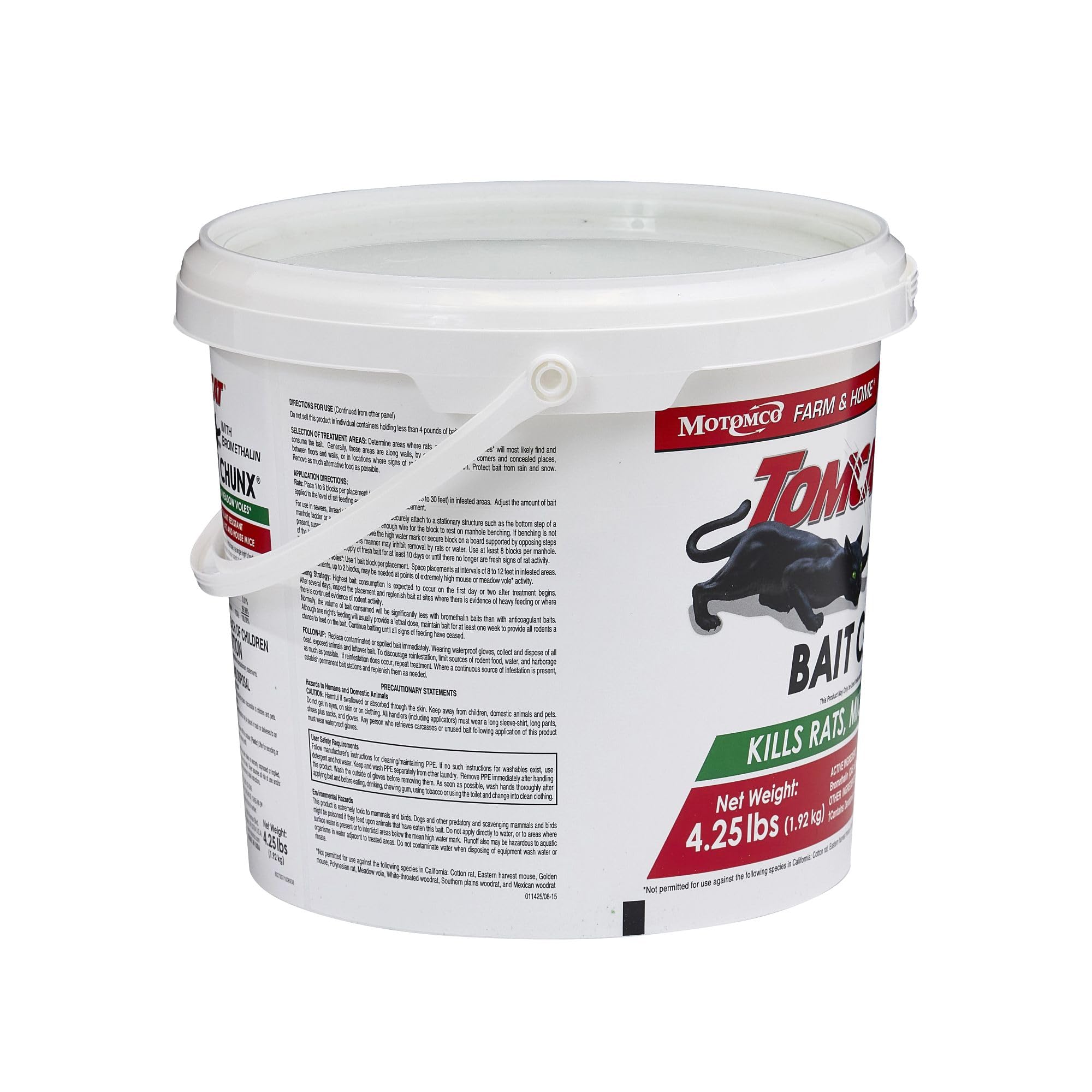 Tomcat with Bromethalin Bait Chunx Pail, Rat and Mice Control for Agricultural Use and Professional Applicators, 4.25 lbs.