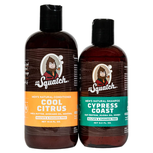 Dr. Squatch Citrus & Cypress Men's Shampoo + Conditioner Hair Bundle - Keeps Hair Looking Full and Healthy