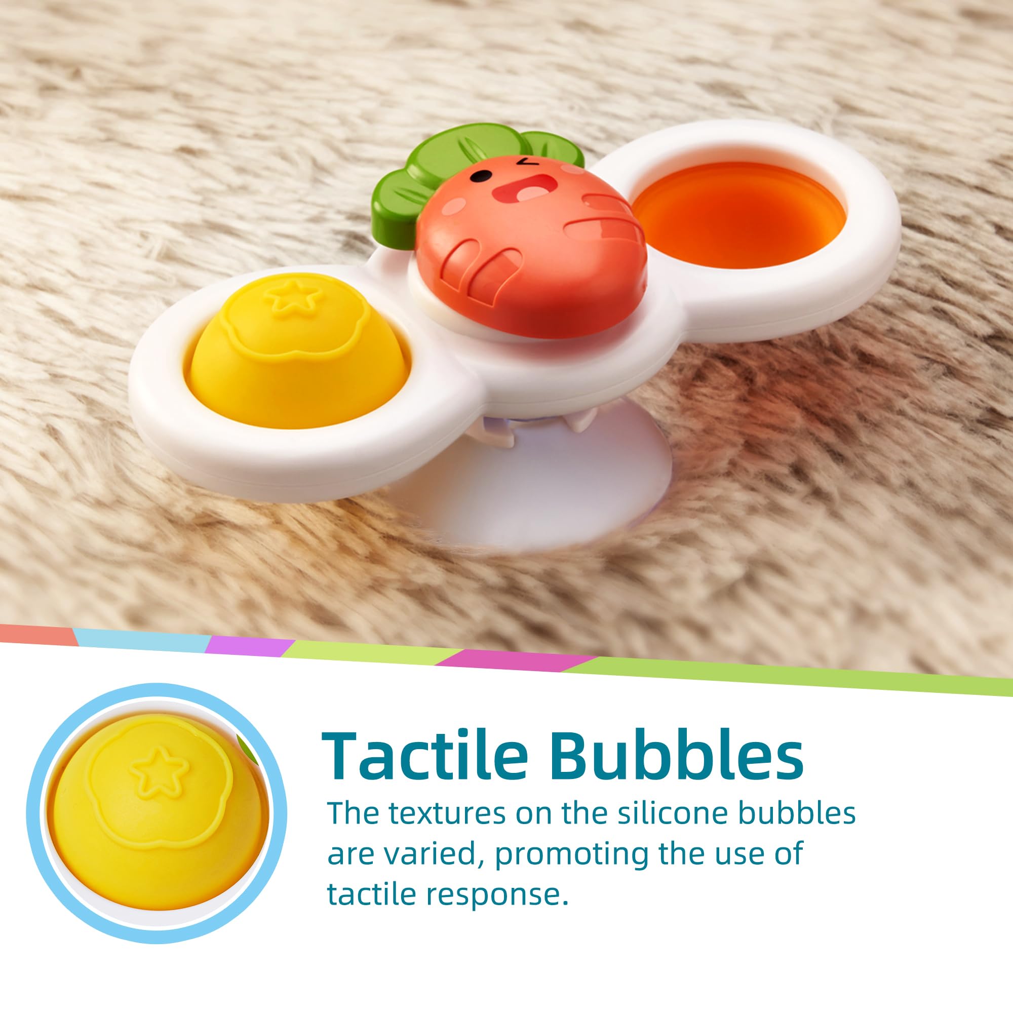 LiKee Strong Suction Cup Fidget Rotating Sensory Bath Toys for Baby, Airplane Car Travel Table & Window Toys for Toddler Boys and Girls, 6+ Months
