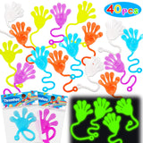 40 Pcs Sticky Hands For Kids Party Favor Goodie Bag Stuffer Stretchy Treasure Box Toy Exchange Classroom Prize Bulk Toy Pinata Filler School Gift Bag Small Favors Slap Hand Christmas Party Supplies