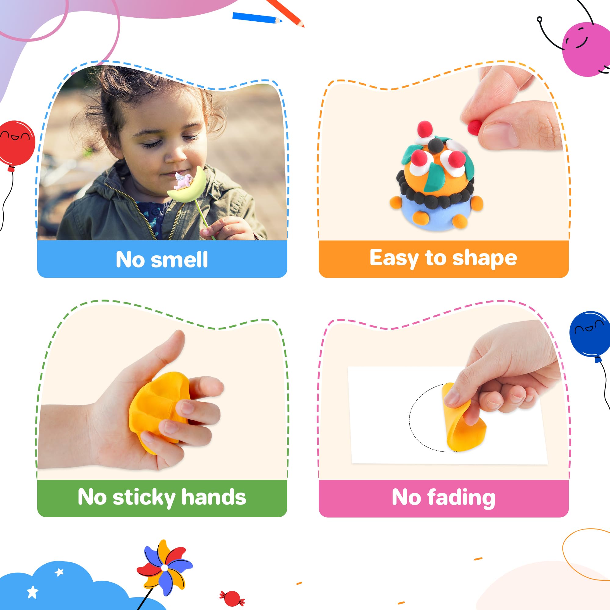 Air Dry Clay 66 Colors, Modeling Clay for Kids, DIY Model Magic Clay, Molding Clay Kit with Sculpting Tools, Non-Sticky Soft and Super Light, Arts and Crafts Gift for Boys Girls Kids