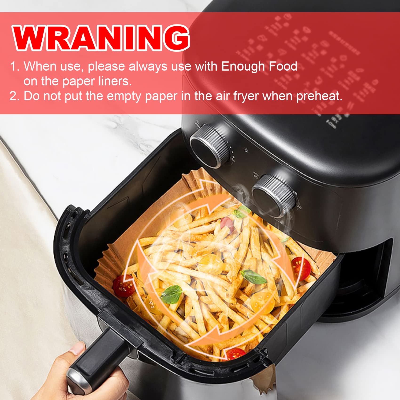 400 Pcs Air Fryer Paper Liners, 8" Square Air Fryer Liners Disposable, Heavy-Duty Parchment Paper for 5-8 qt Airfryer Basket, Non-Stick & Grease-Proof Baking Liner for Oven Pan