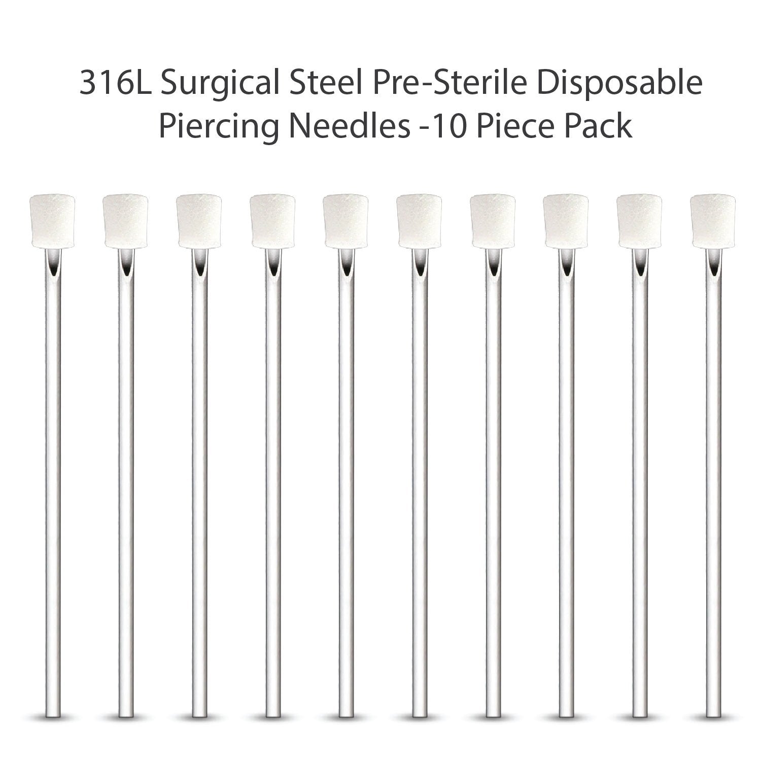 BodyJ4You 10PC Piercing Needles 18G - Sterile Disposable Sharp Surgical Stainless Steel - Nose Septum Ear Tragus Helix Labret Nipple Lip Navel