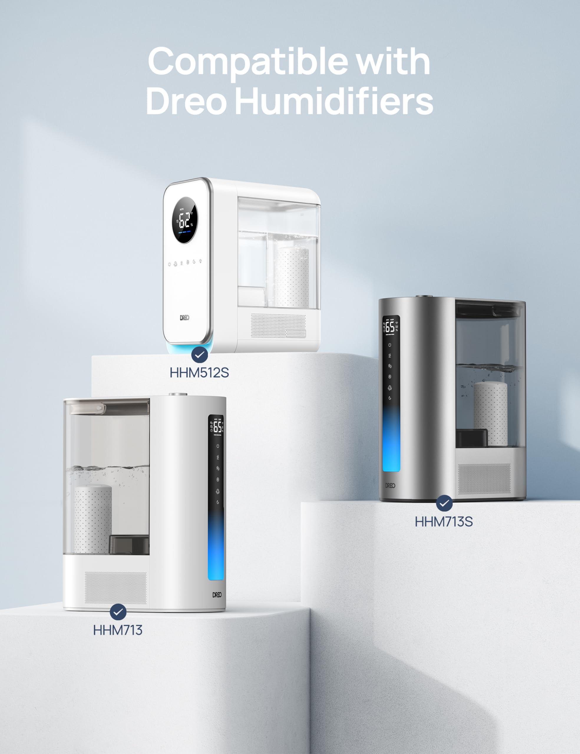 Dreo Demineralization Cartridge 3-Pack for Humidifiers, Compatible with Dreo Humidifiers HM512S/713/713S, Prevent Mineral Build-up, Filter Hard Water, Eliminate White Dust