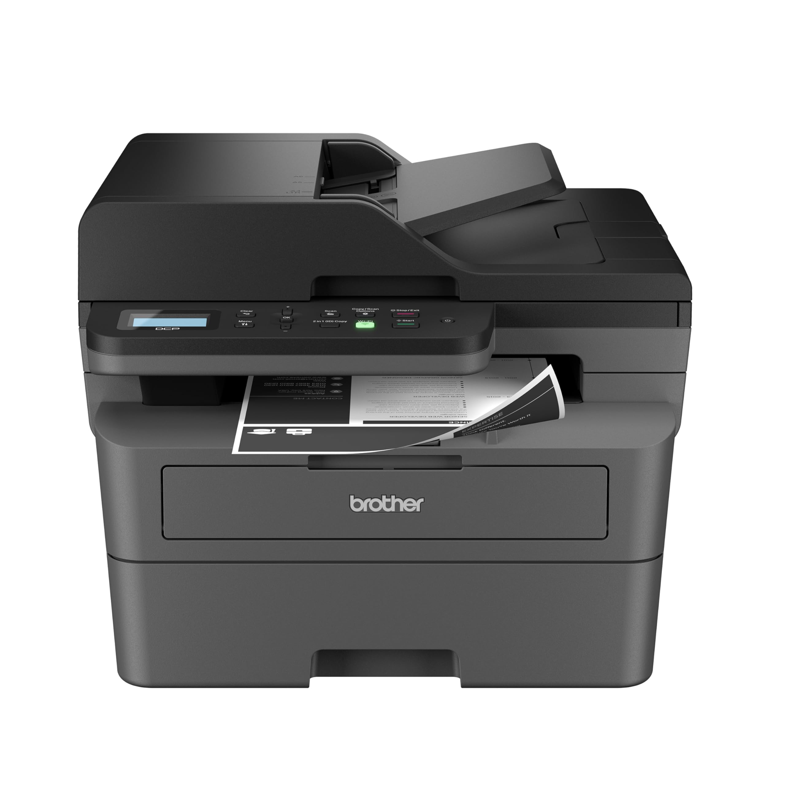 Brother DCP-L2640DW Kabelloser Kompakter Monochrom-Multifunktions-Laserdrucker mit Kopier- und Scanfunktion, Duplex, Mobil, Schwarzweiß | Inklusive Refresh Abo-Testversion(1), Kompatibel mit Alexa