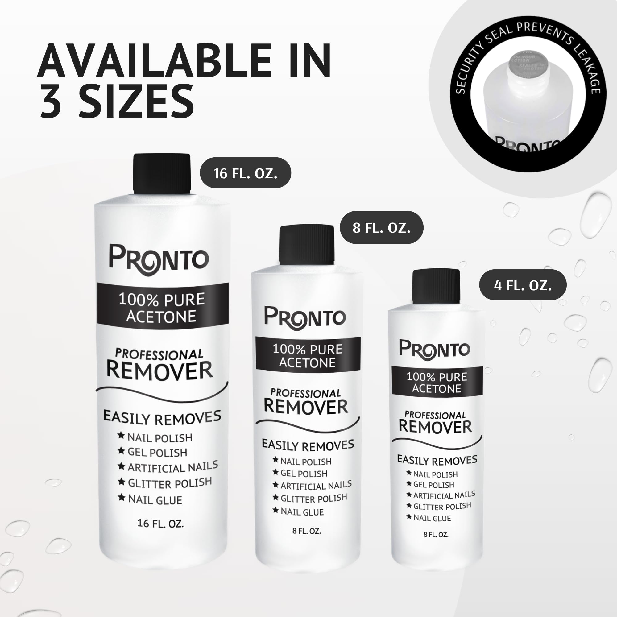 Pronto 100% Acetone Gel Nail Polish Remover - Gel Polish Remover for Nails | Acetone Nail Polish Remover For Nails for Removal of Glue, Gel, Acrylic & Dip | Gel Polish Remover, 8 Fl oz
