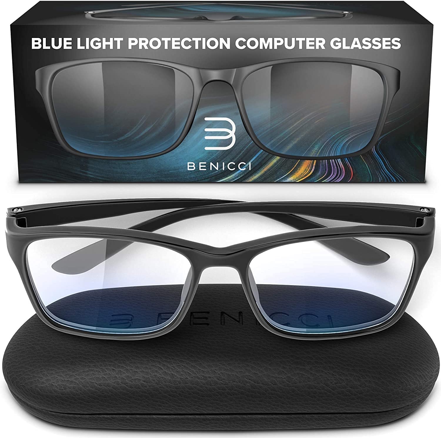 Stylish Blue Light Blocking Glasses for Women & Men – Helps Ease Digital Eye Strain & Headache from Computers, Phones w/Case