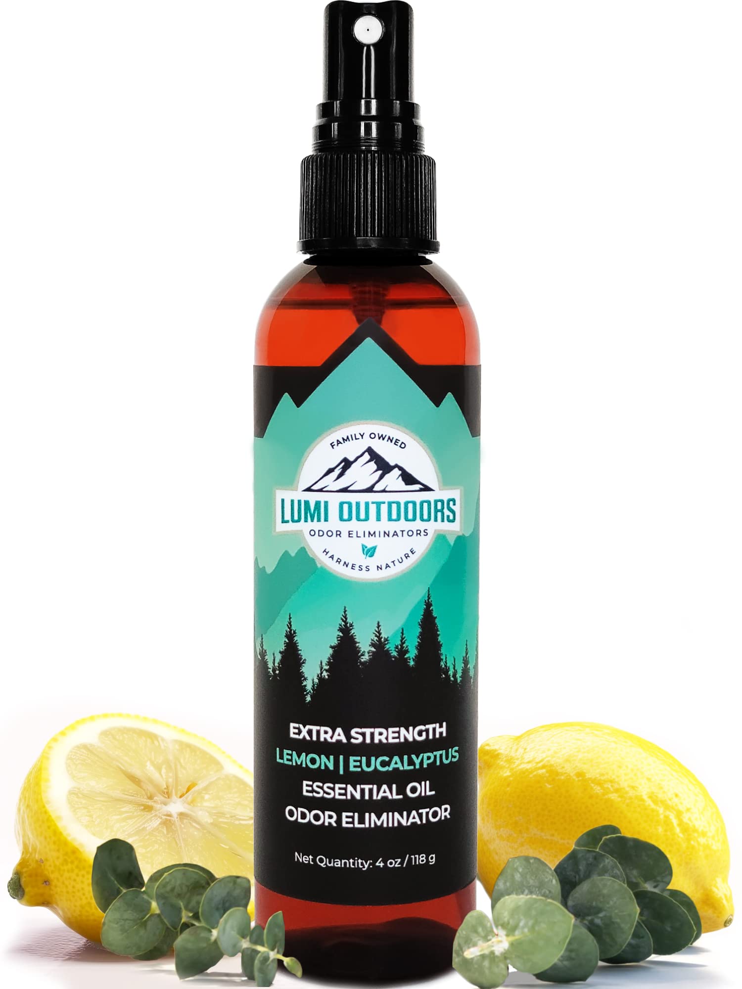 Lumi Outdoors Natural Shoe Deodorizer & Foot Odor Elimination Spray - Shoe Spray for Smelly Shoes - Extra Strength - Eucalyptus Lemongrass