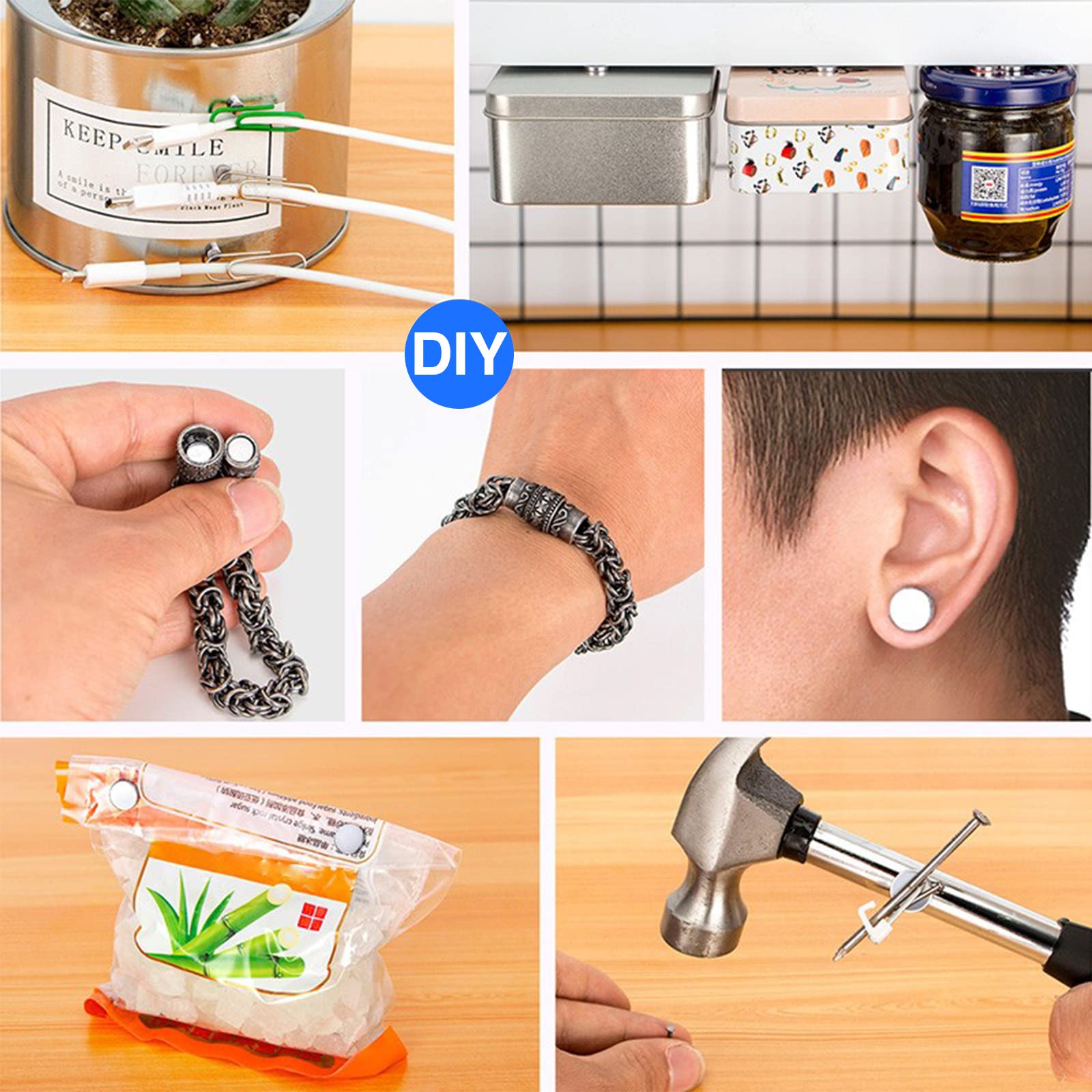 DIYMAG Small Rare Earth Magnets, 40 Pack, 5 Sizes - Neodymium Magnets for Refrigerator, DIY, Crafts, Kitchen & Office