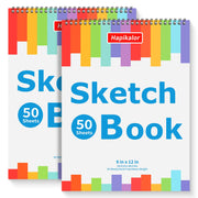 9" x 12" Sketch Book, 2-Pack 50 Sheets Spiral Bound Art Sketchbook, Acid Free Artist Drawing Book Paper, Art Supplies for Adults Kids, Craft Activities, Sketch Paper for Drawing Coloring Sketching