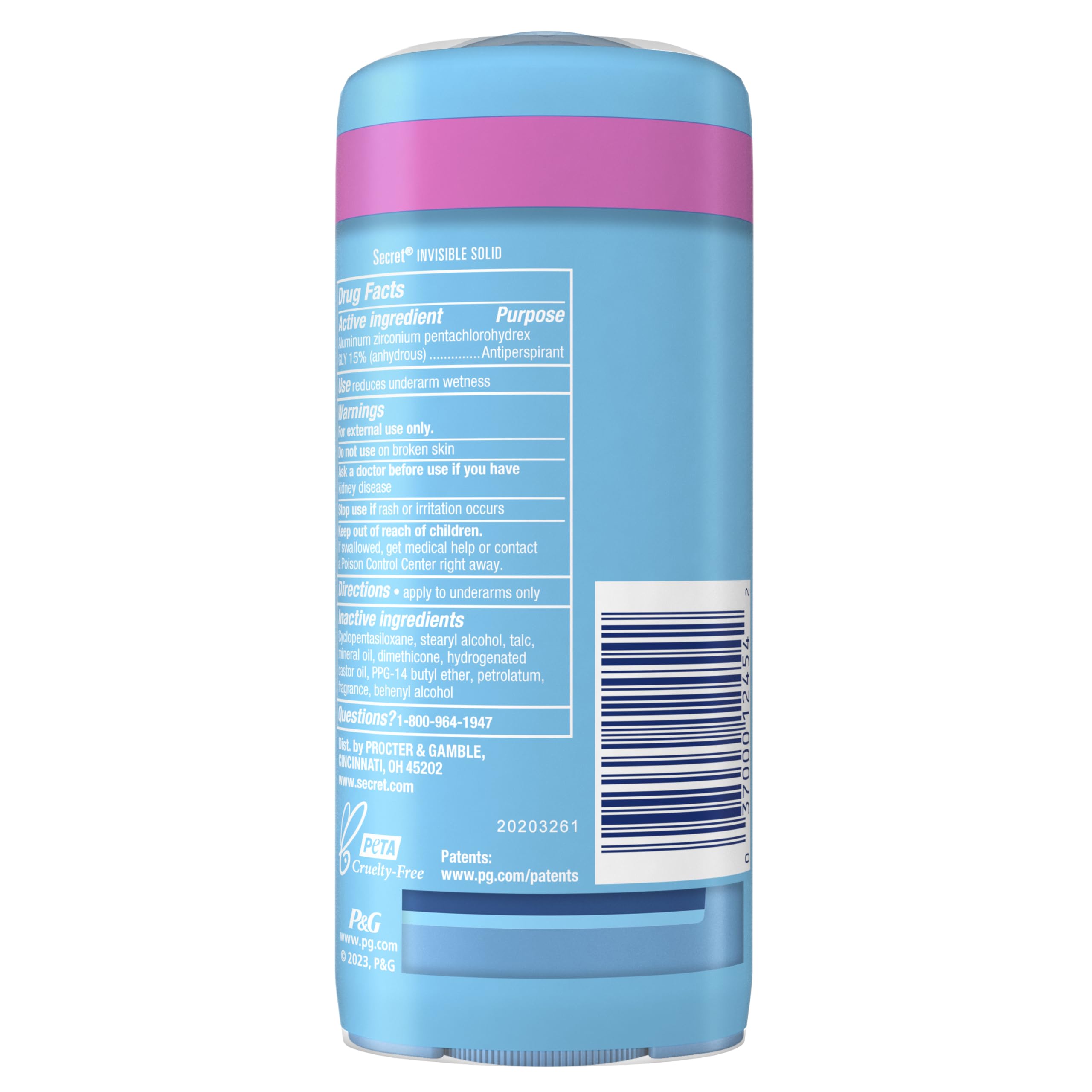 Secret Antiperspirant and Deodorant for Women, 24hr Sweat & Odor Protection, PH Balanced Protection, Gentle on Skin, Wide Solid, Powder Fresh Scent, 2.7 oz (Pack of 2)