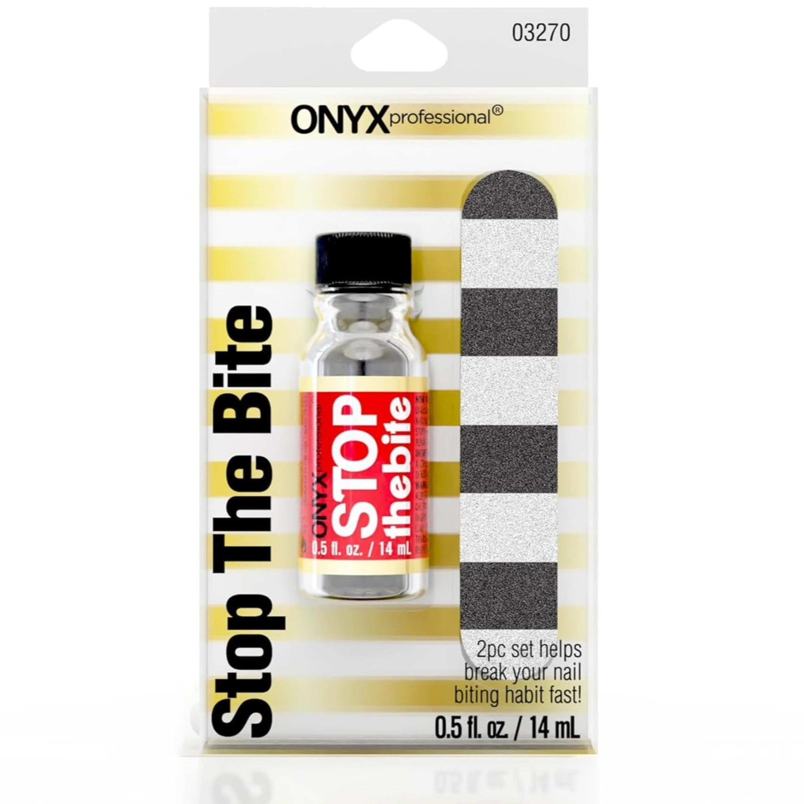 Onyx Professional Stop the Bite Nail Biting Deterrent Polish 0.5 Fl Oz - Helps Nails Grow & Can be Used as a Top or Base Coat