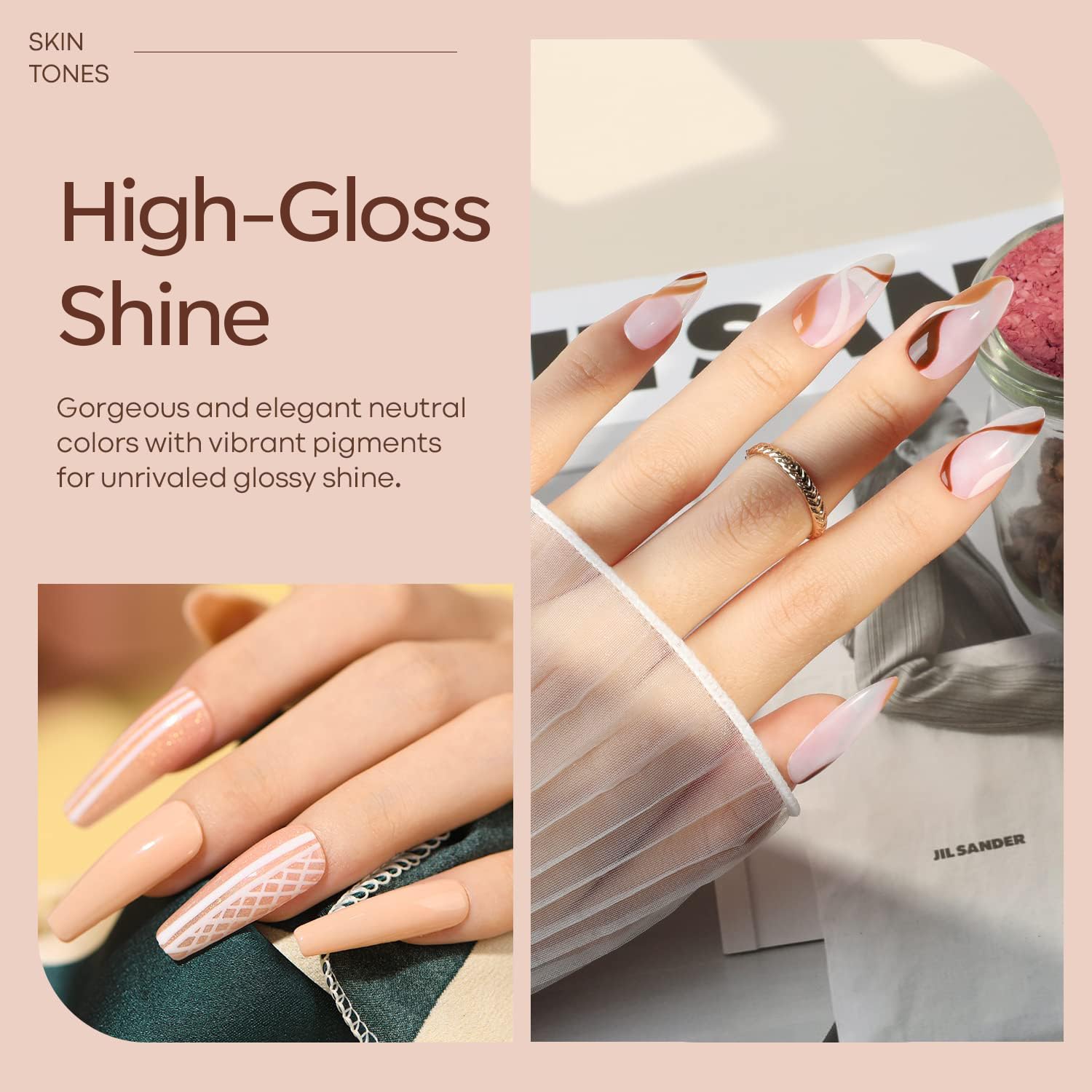 modelones Gel Nail Polish Kit -6 Colors Fall Nude Pink Gel Polish Set Skin Tones Neutral Brown Soak Off Gel Nail Kit Manicure DIY Nail Art Salon Home Gift