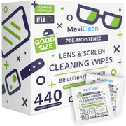MAXI CLEAN 440 Pack Lens Wipes for Eyeglasses Pre-Moistened, Individually Wrapped Streak-Free Cleaning for Glasses & Laptop Screens, Eye Glass Cleaner Wipe Bulk 5.5 x 4.7 Inch, Sunglasses & Phone Wipe